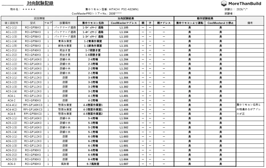 SI対向試験記録のイメージ
